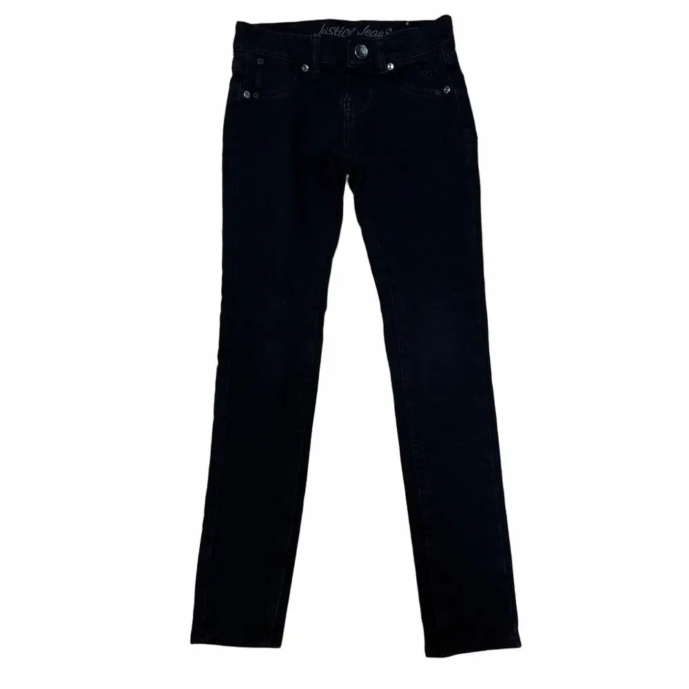 Justice Girls Size 8 Black Stretch Jeggings Skinny Pull On Soft Cotton Blend